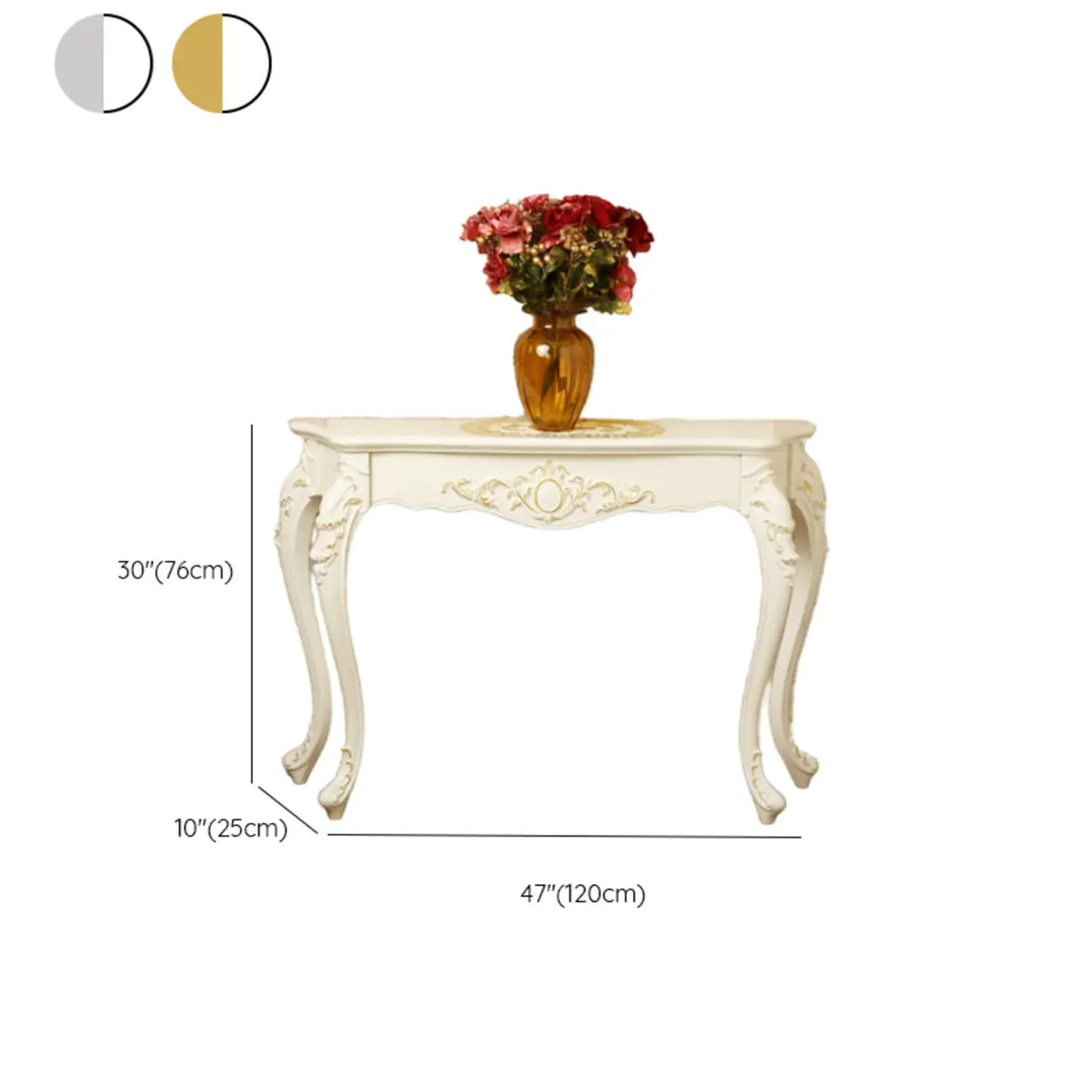 Elegant Curved Wood Cream Free Form Narrow Console Table Image - 23