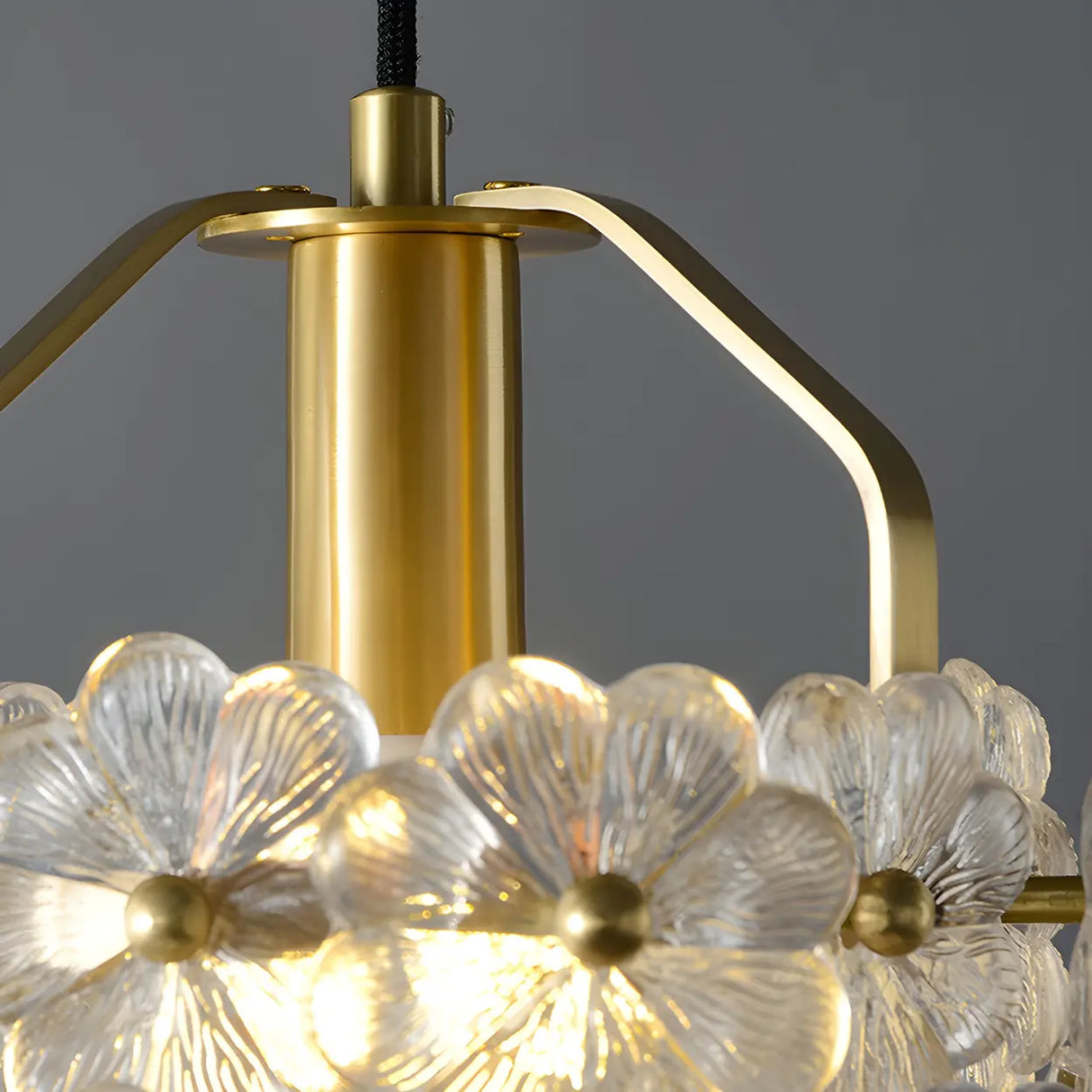 Elegant Cylinder Flower Clear Glass Pendant Light Image - 7