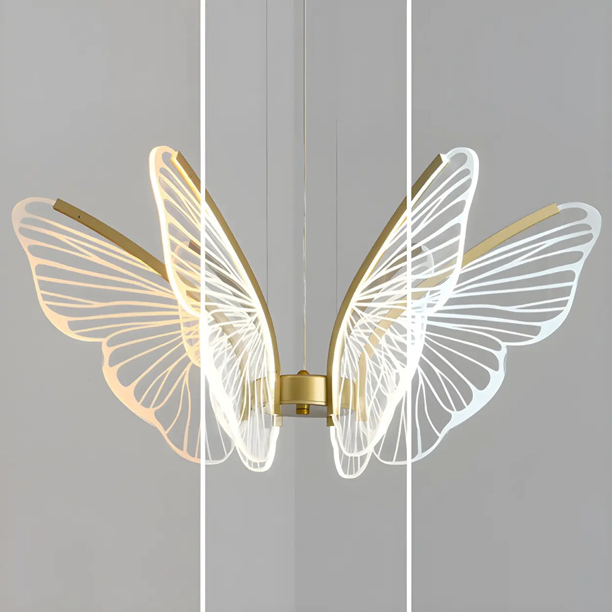 Elegant Dining Room Butterfly Pendant Light Gold Chandelier Image - 10