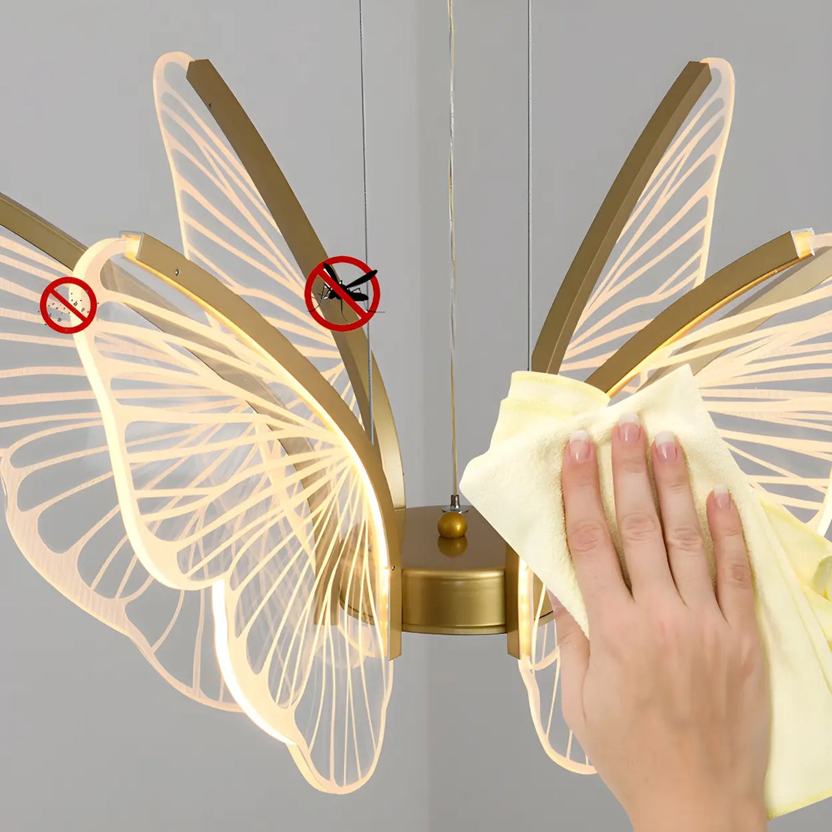 Elegant Dining Room Butterfly Pendant Light Gold Chandelier Image - 11