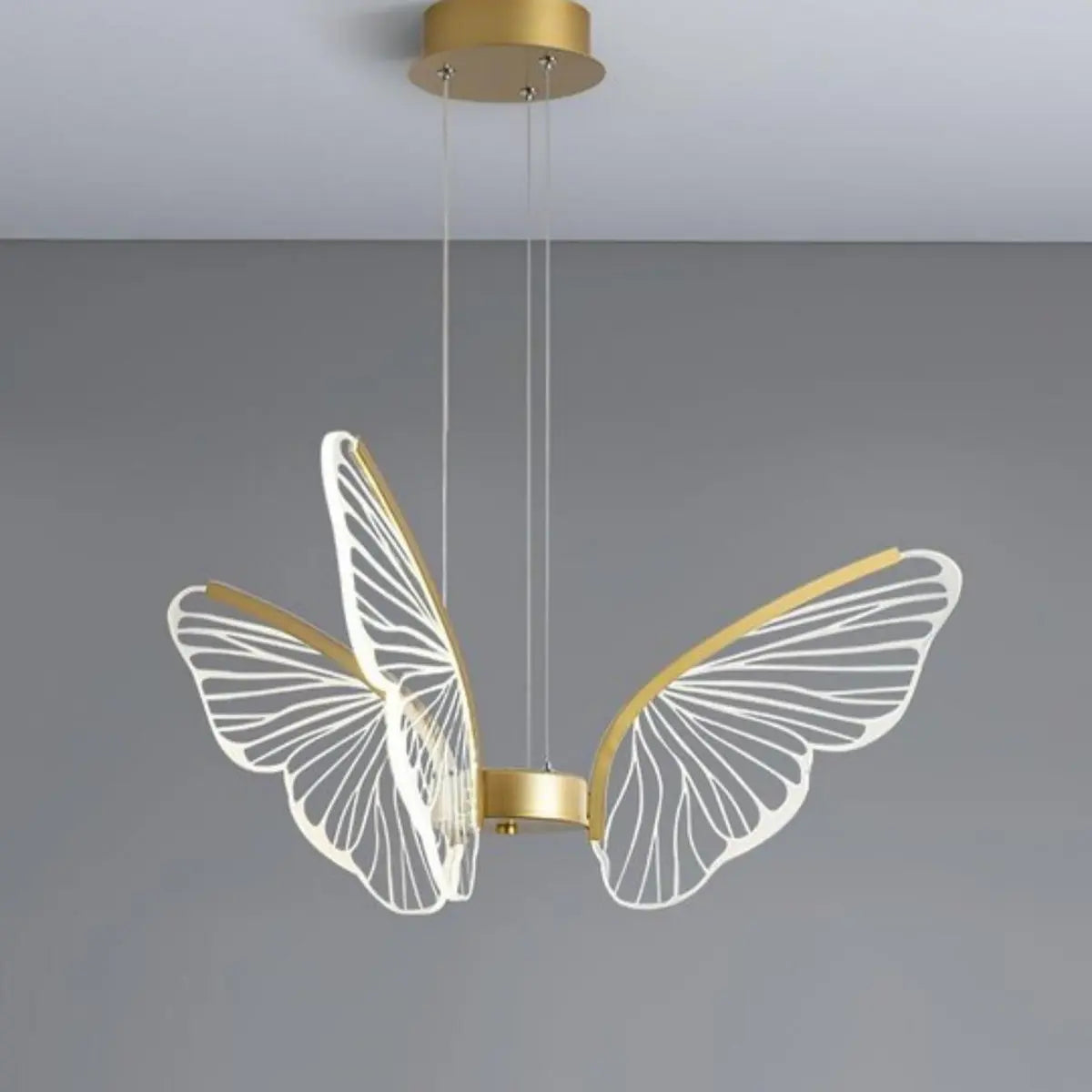 Elegant Dining Room Butterfly Pendant Light Gold Chandelier Image - 2