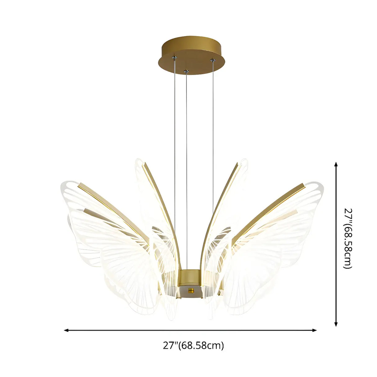 Elegant Dining Room Butterfly Pendant Light Gold Chandelier Image - 9