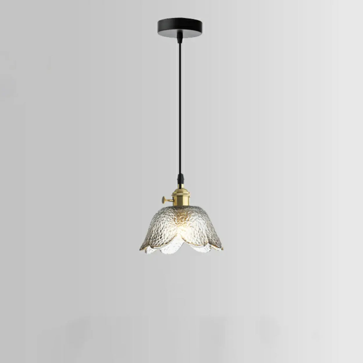 Elegant Dining Room Floral Glass Pendant Light Gold Image - 2