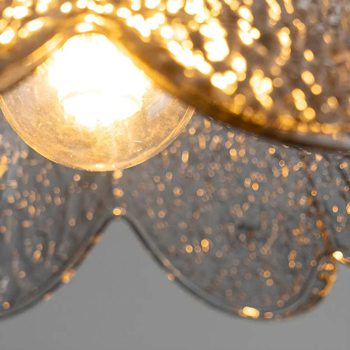 Elegant Dining Room Floral Glass Pendant Light Gold Image - 9