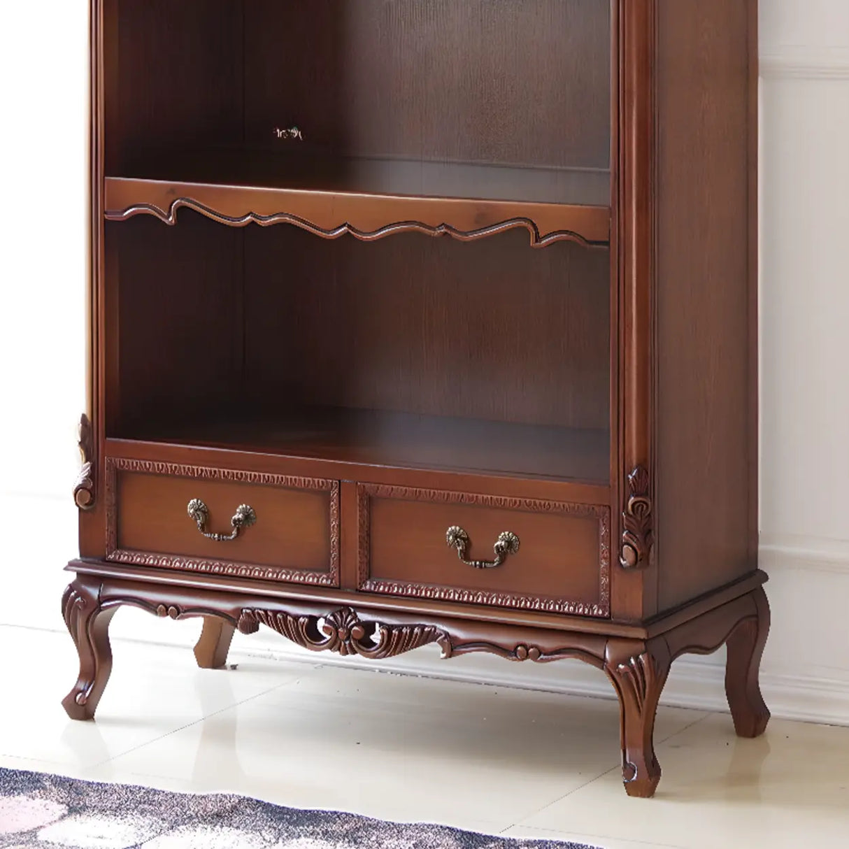 Elegant Display Cabinet Closed Back Wood Bookcases Image - 10