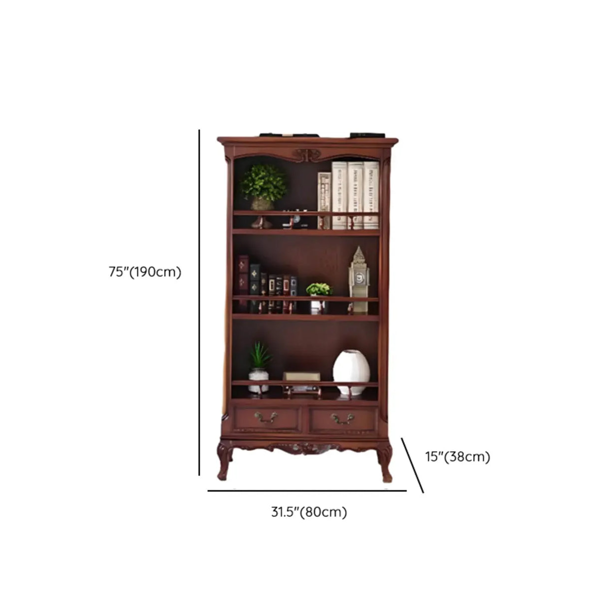 Elegant Display Cabinet Closed Back Wood Bookcases Image - 14