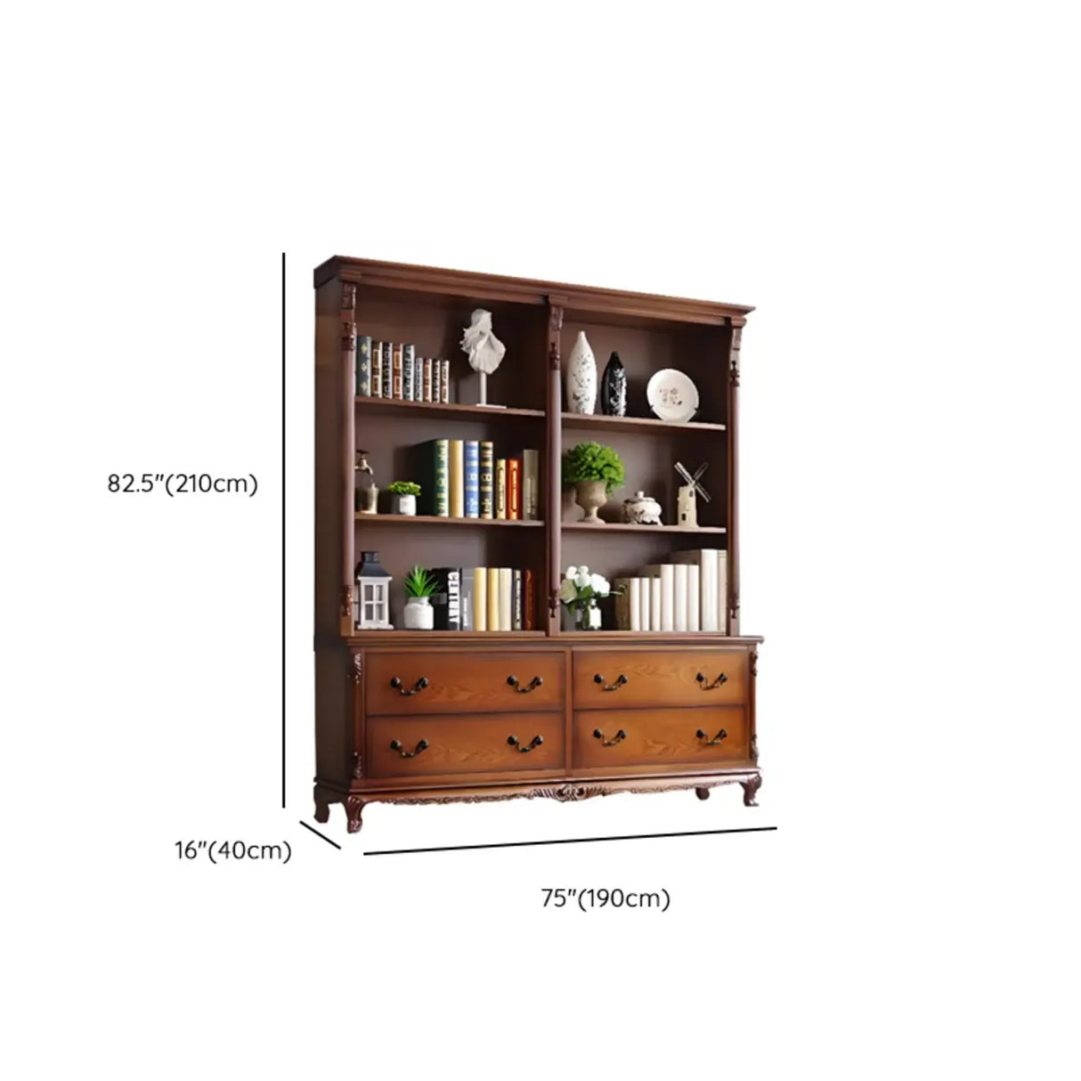 Elegant Display Cabinet Closed Back Wood Bookcases Image - 15