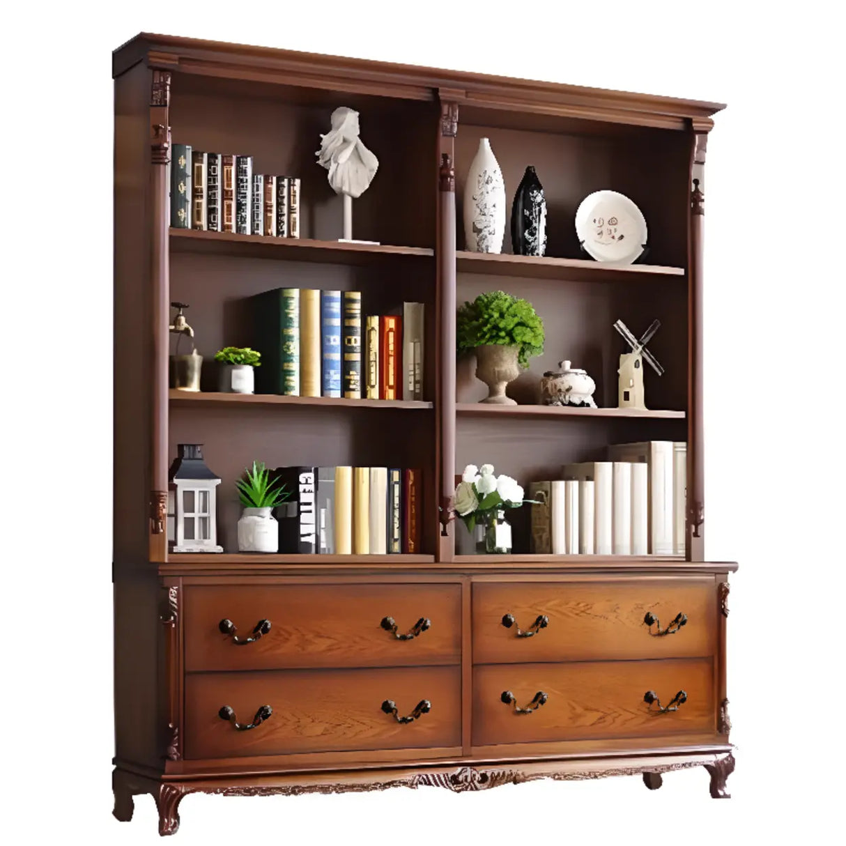 Elegant Display Cabinet Closed Back Wood Bookcases Image - 2