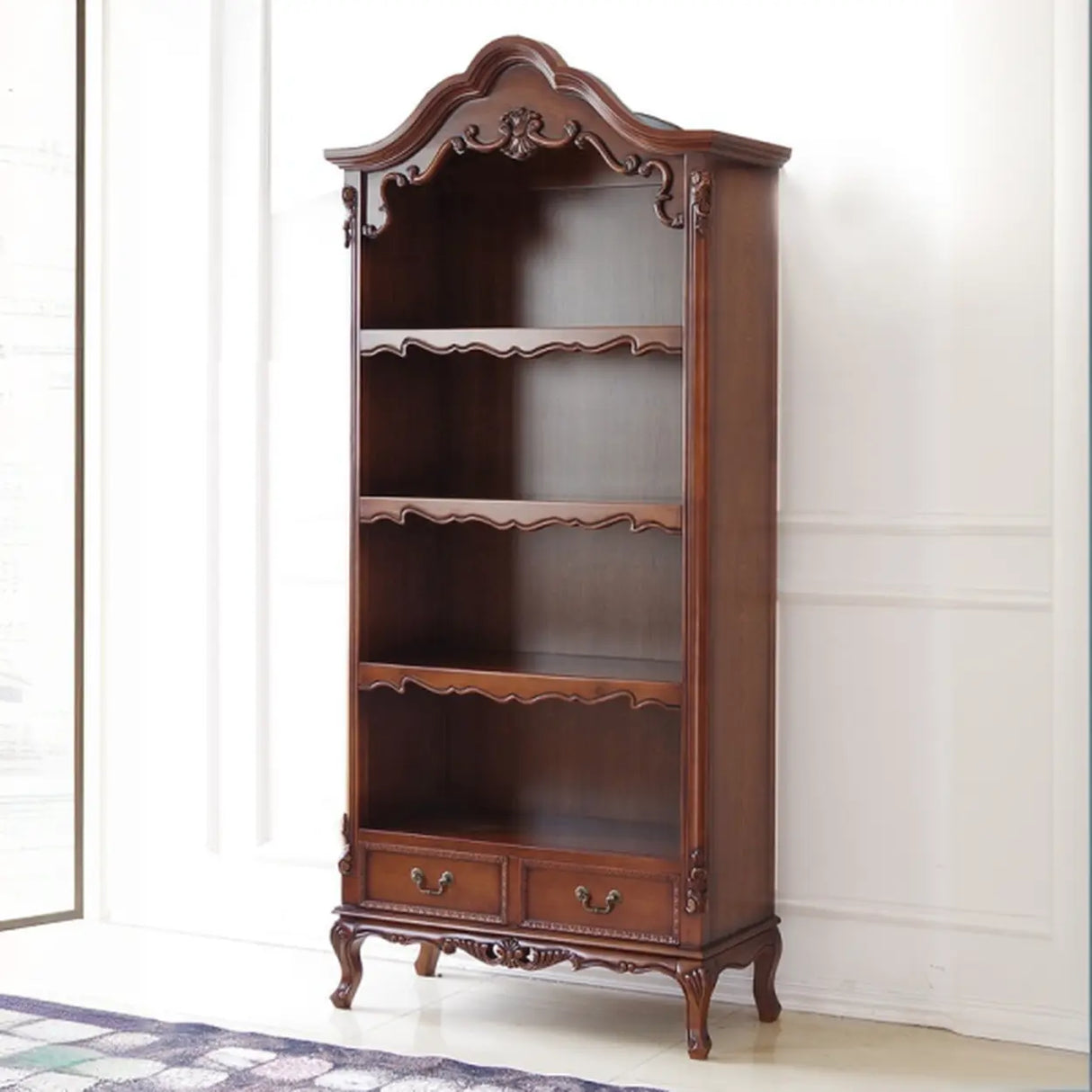 Elegant Display Cabinet Closed Back Wood Bookcases Image - 4