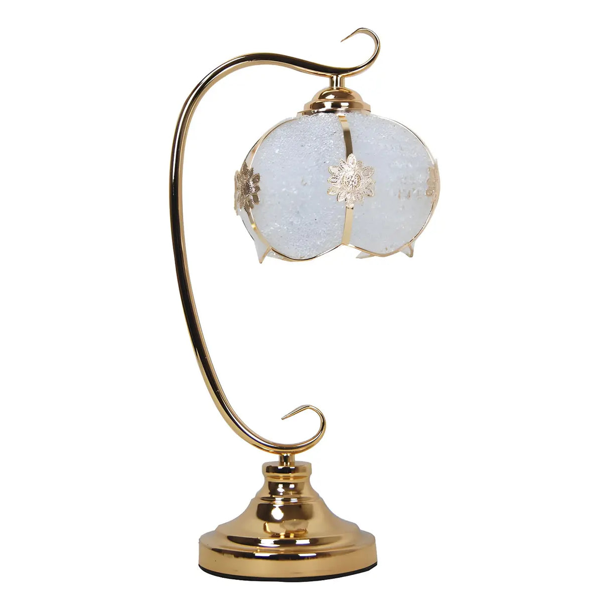 Elegant Dome Glass Shade Curved Metal Arm Table Lamp Image - 10