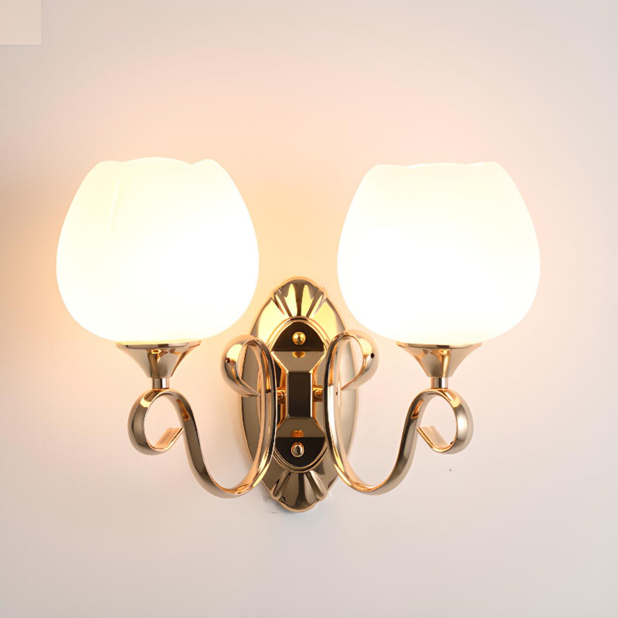 Elegant Double Globe White Glass LED Wall Sconce Image - 18