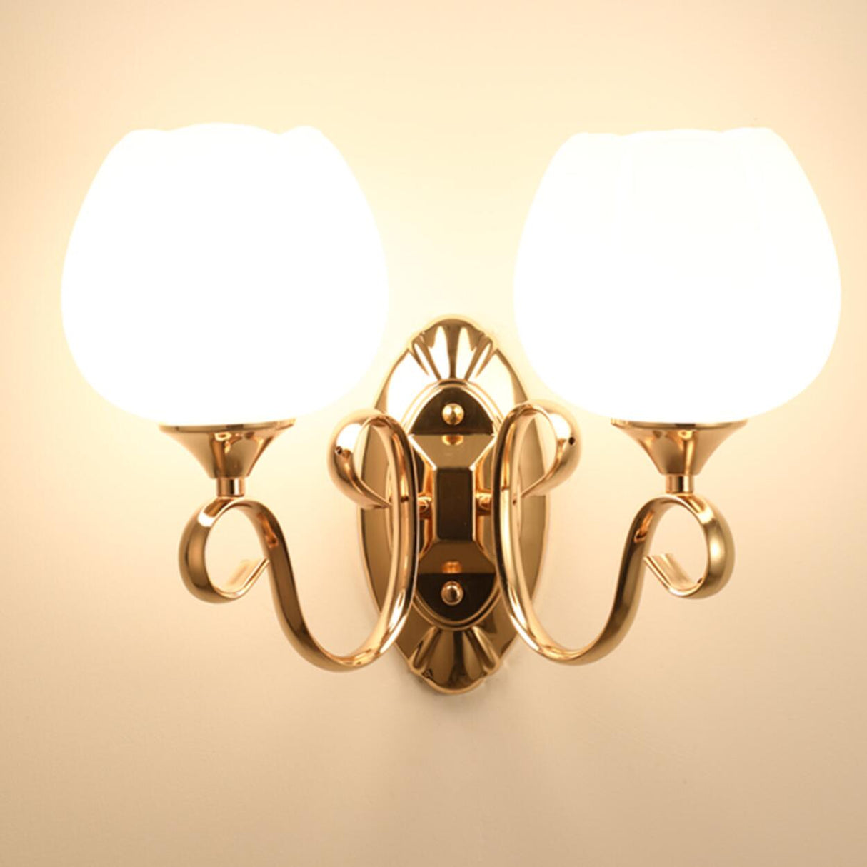 Elegant Double Globe White Glass LED Wall Sconce Image - 7