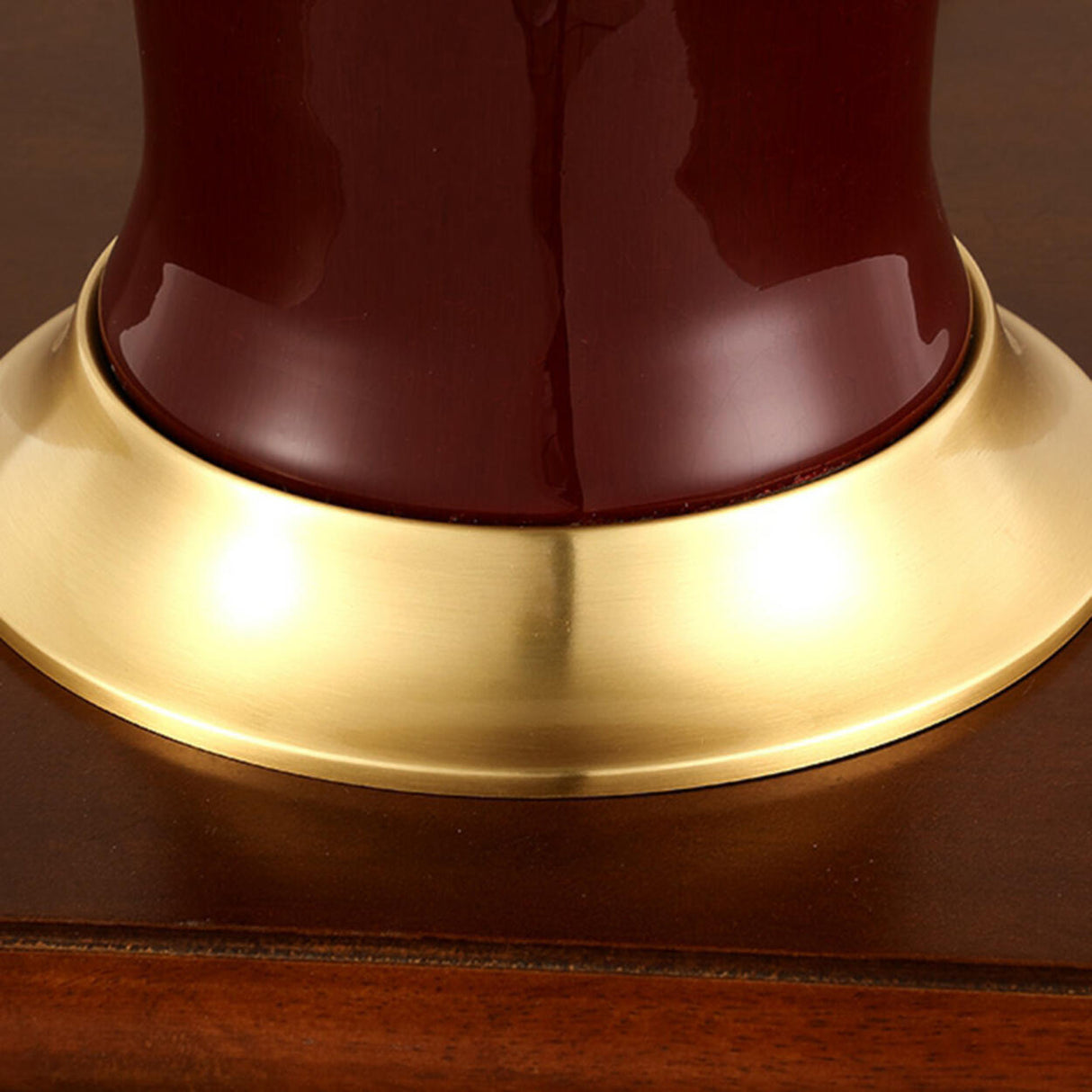 Elegant Drum-Shaped Red Geometric Ceramic Table Lamp Image - 12