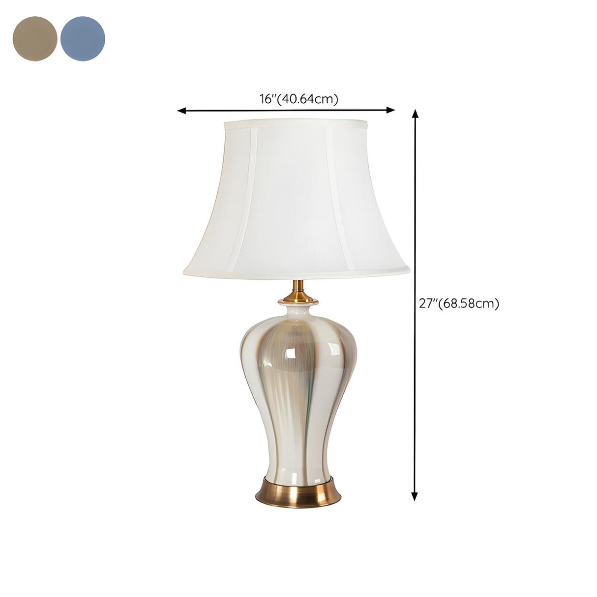 Elegant Fabric Drum Shape Ceramic Vase Table Lamp