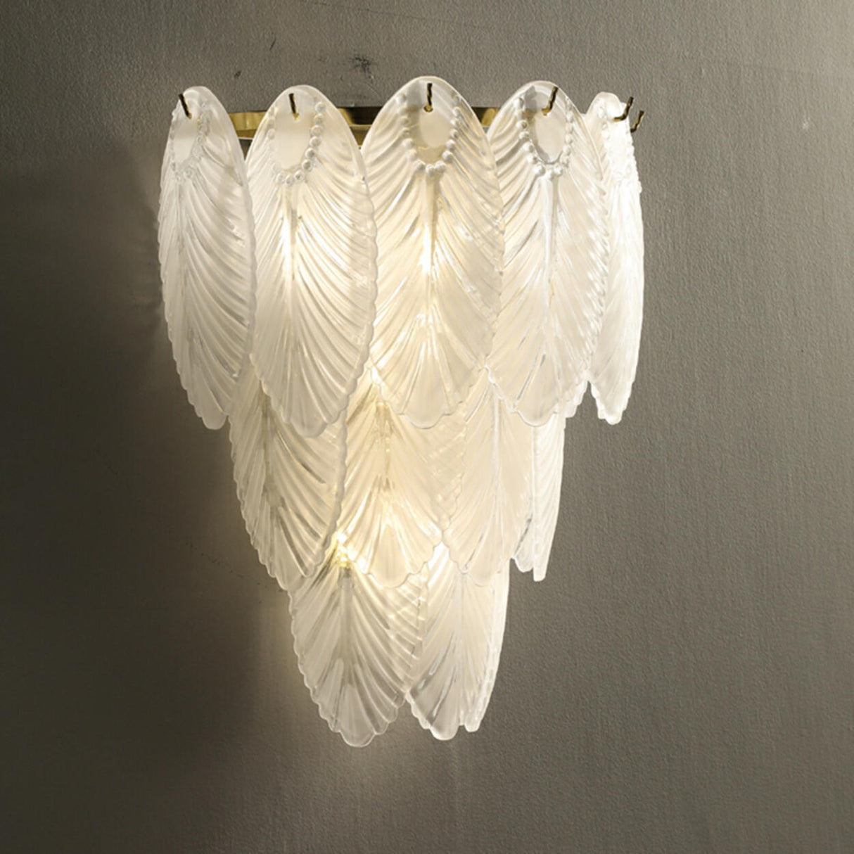 Elegant Feather-Inspired Crystal Wall Sconce Image - 10