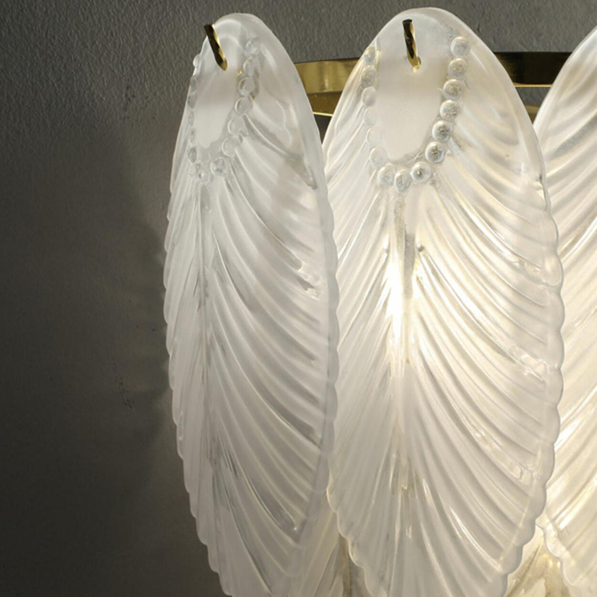 Elegant Feather-Inspired Crystal Wall Sconce Image - 14