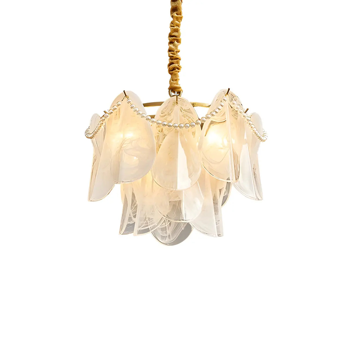 Elegant Floral Clear Glass Pendant Light Chandelier Image - 5