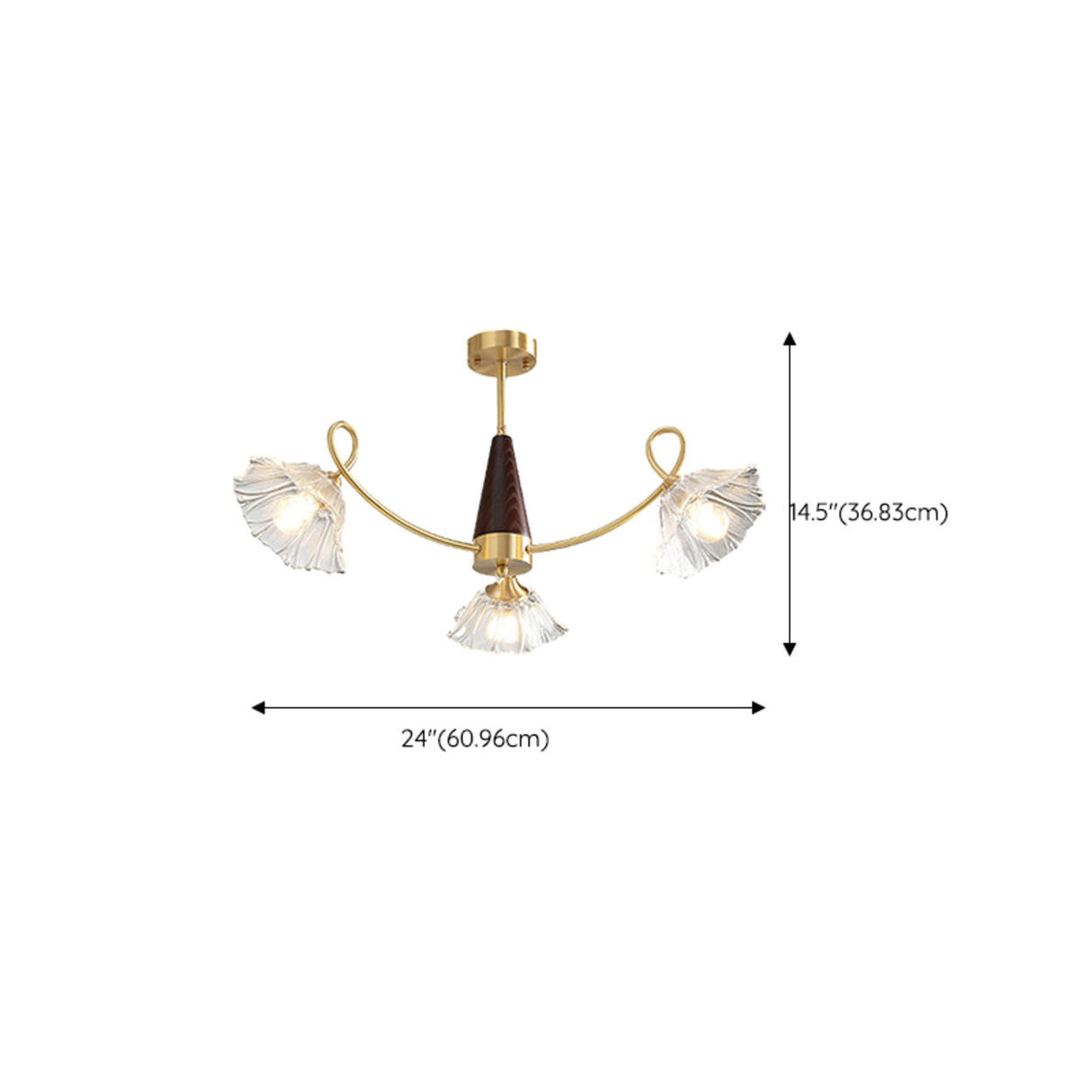 Elegant Floral Clear Glass Semi-Flush Mount Lamp 8-Lamp