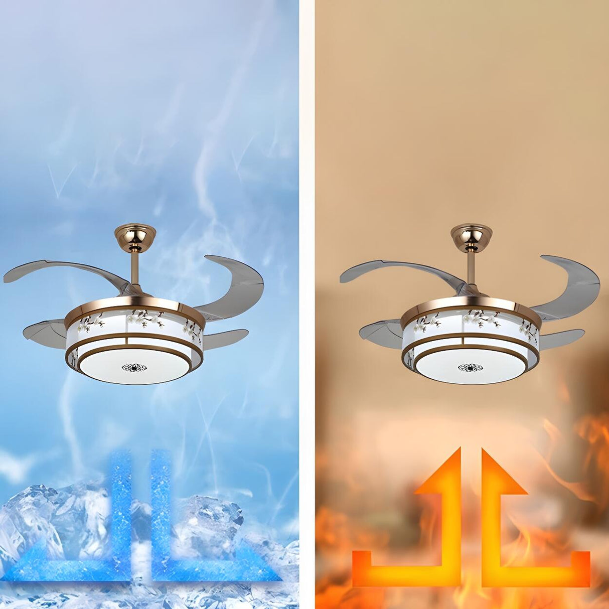 Elegant Floral Drum LED Modern Ceiling Fan with Light Image - 5