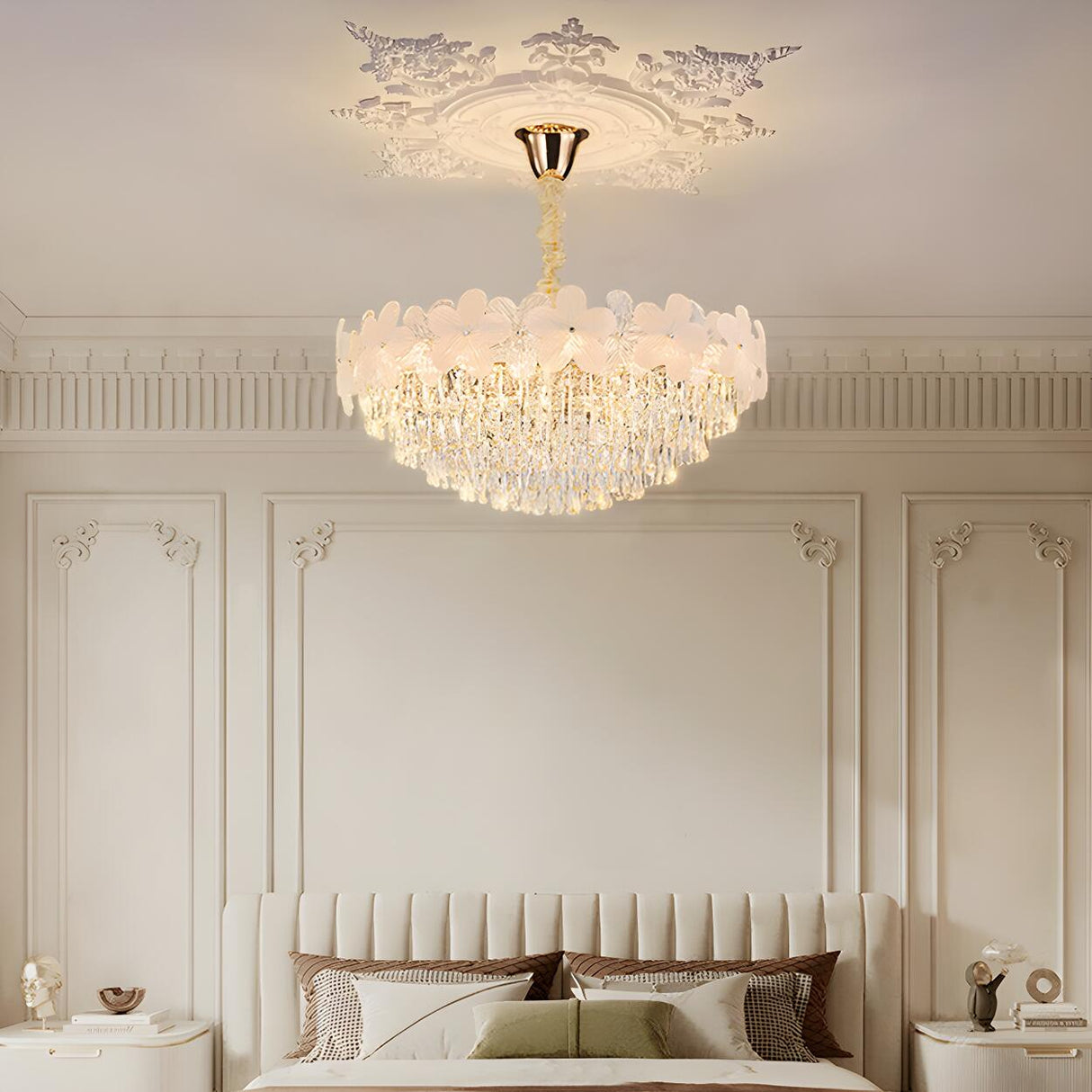 Elegant Floral Living Room Crystal Chandelier Image - 5