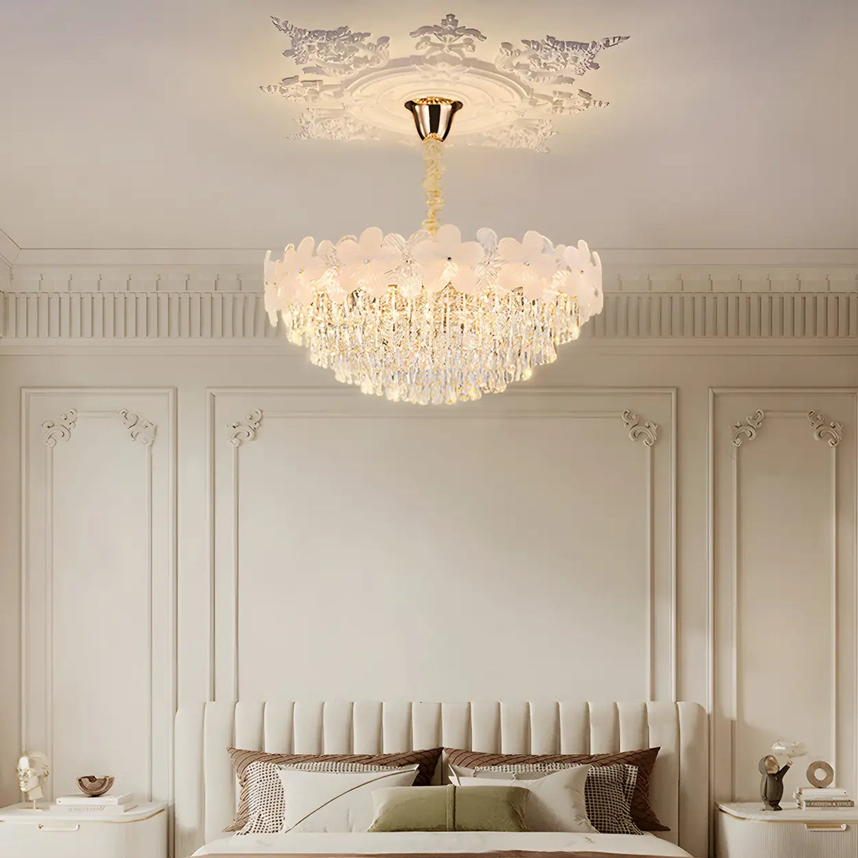 Elegant Floral Living Room Crystal Chandelier Image - 5