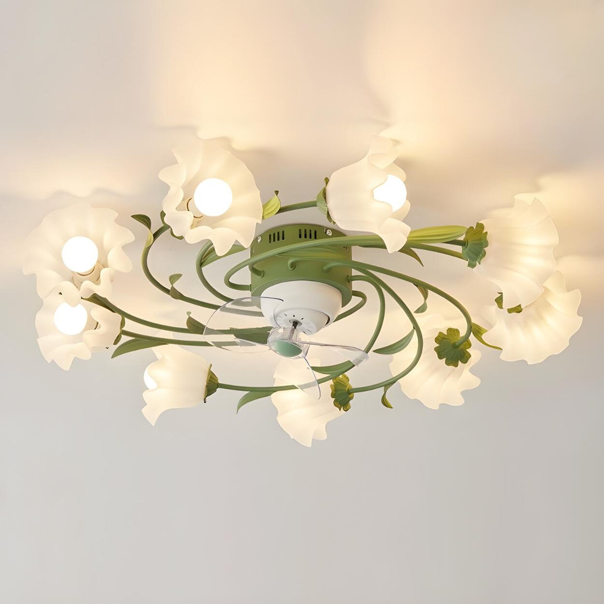 Elegant Floral Organic Ceiling Fan with Multi Lights Image - 11