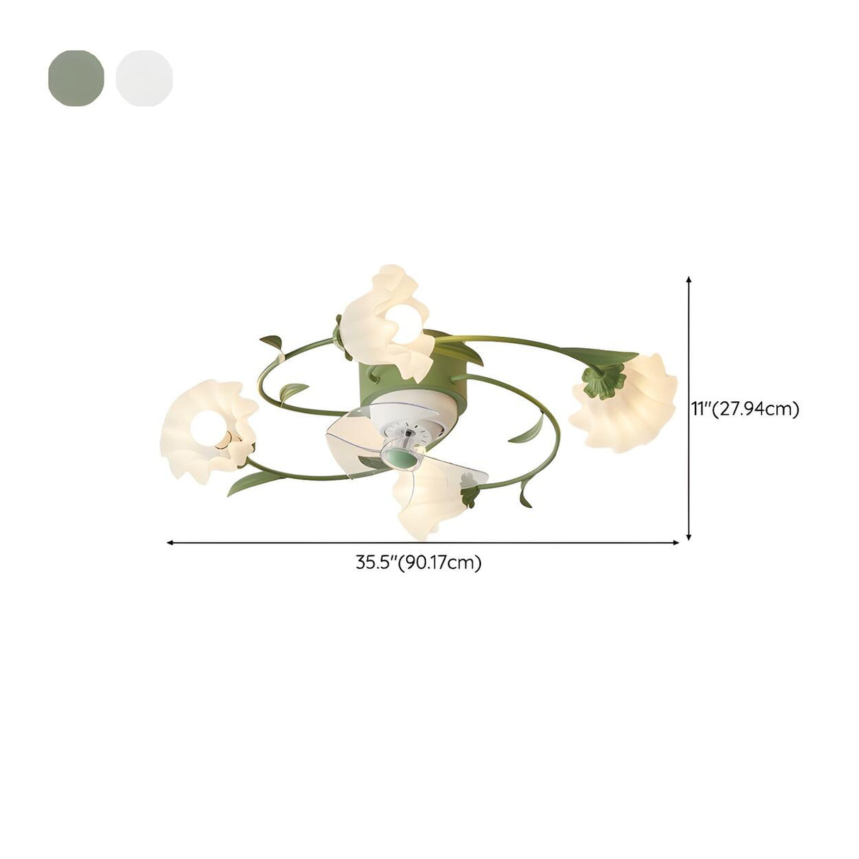 Elegant Floral Organic Ceiling Fan with Multi Lights