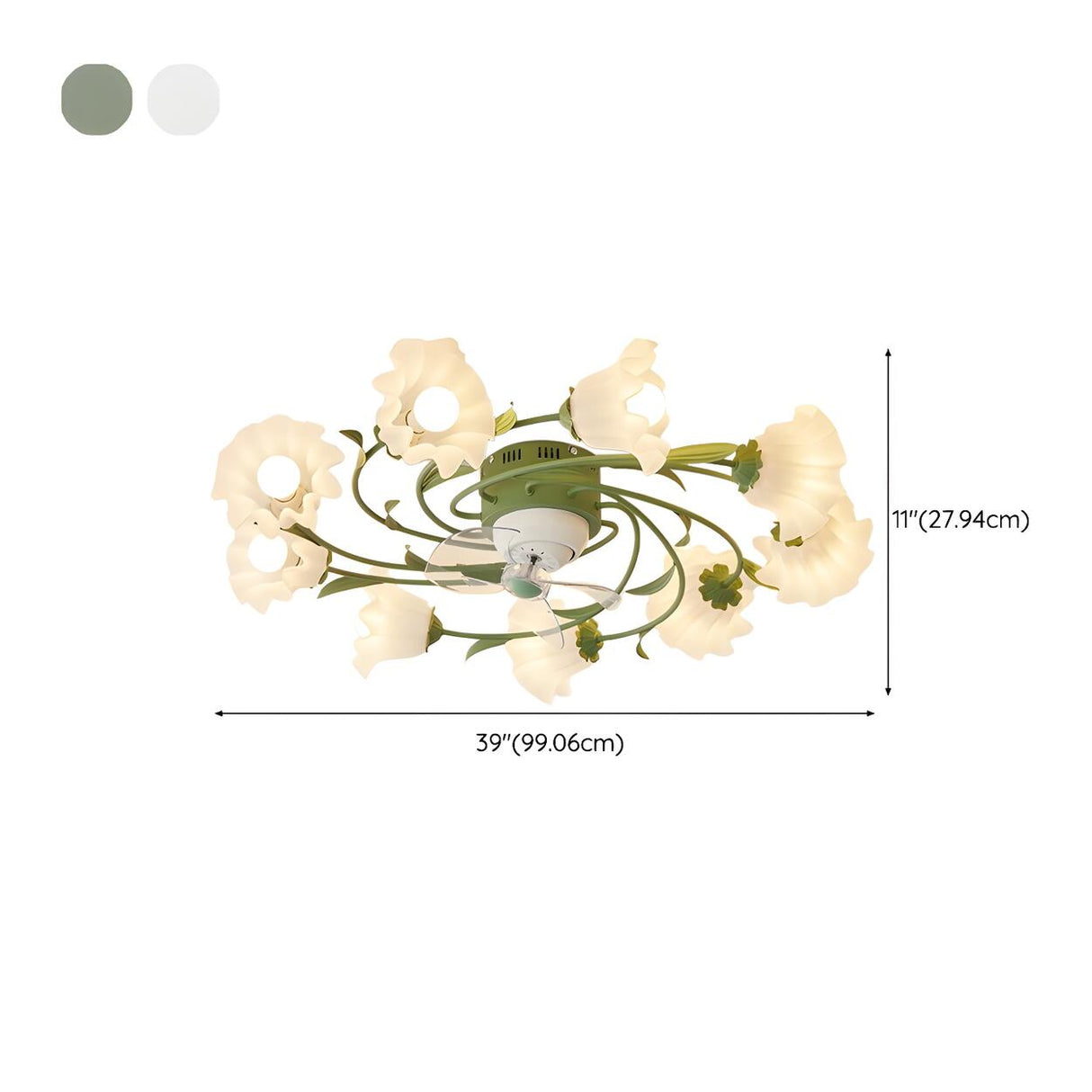 Elegant Floral Organic Ceiling Fan with Multi Lights Image - 19