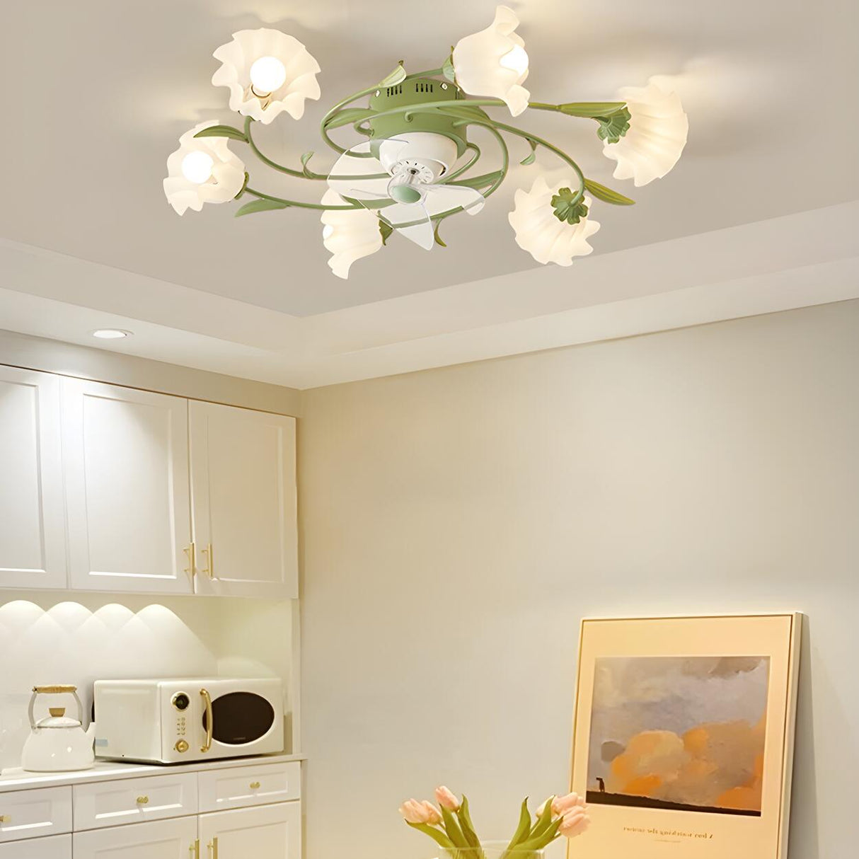 Elegant Floral Organic Ceiling Fan with Multi Lights Image - 6
