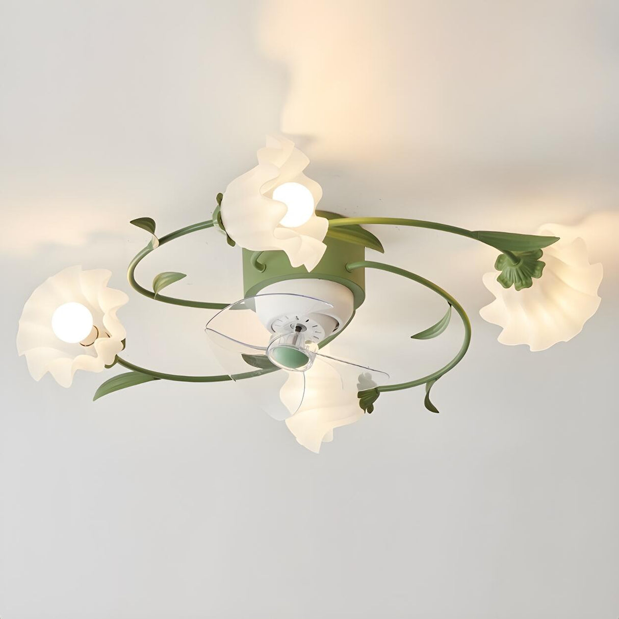 Elegant Floral Organic Ceiling Fan with Multi Lights Image - 7