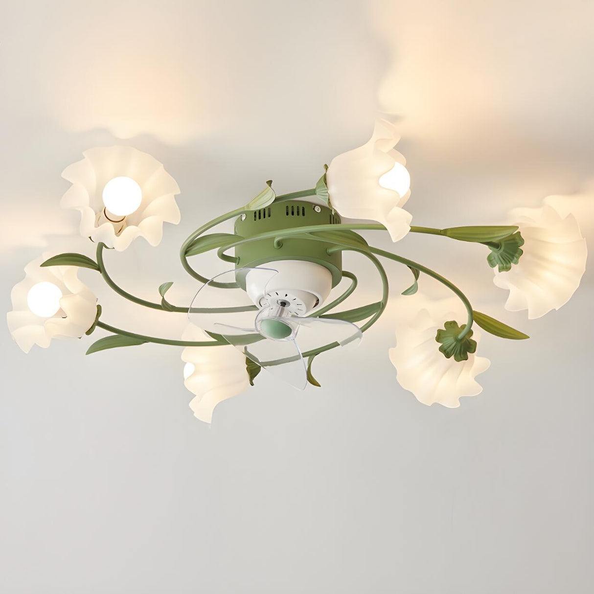 Elegant Floral Organic Ceiling Fan with Multi Lights Image - 9