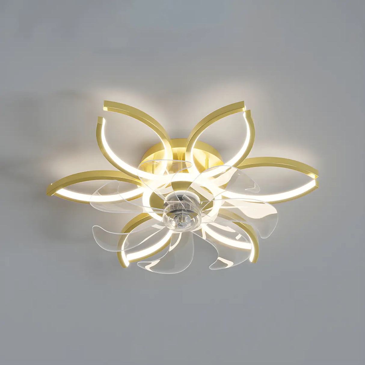 Elegant Flower Clear Blade Ceiling Fan with LED Light Image - 1