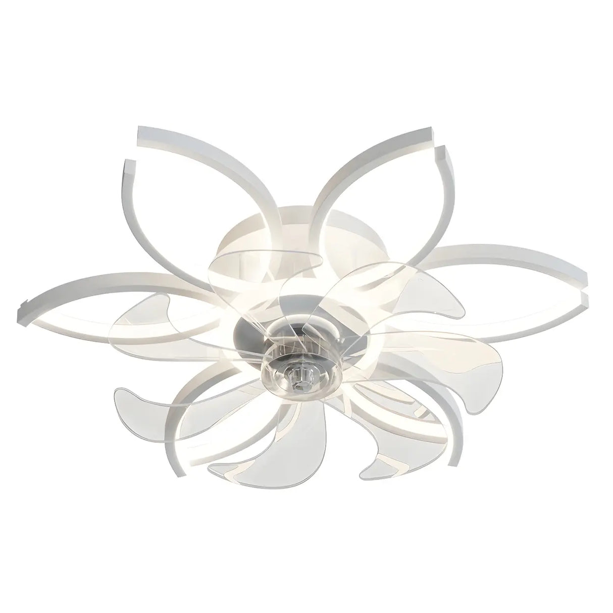 Elegant Flower Clear Blade Ceiling Fan with LED Light Image - 10