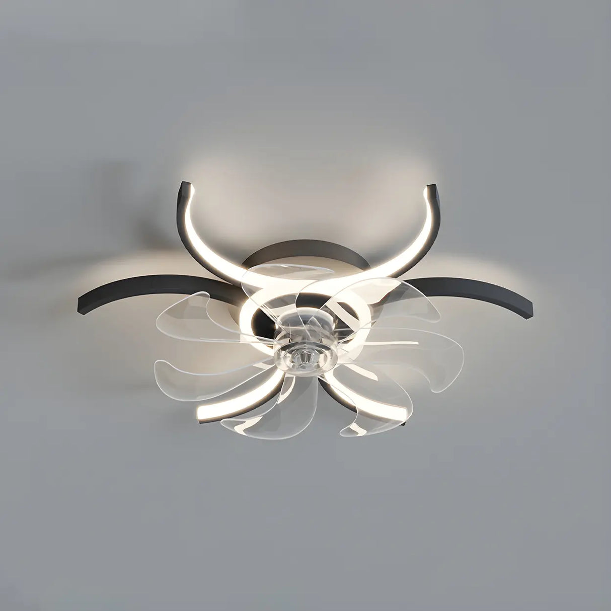 Elegant Flower Clear Blade Ceiling Fan with LED Light Image - 13