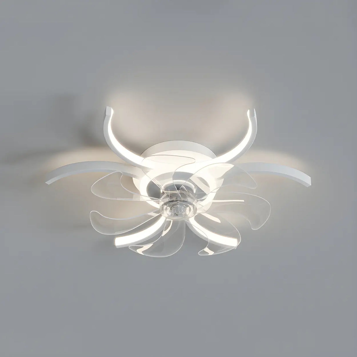 Elegant Flower Clear Blade Ceiling Fan with LED Light Image - 15