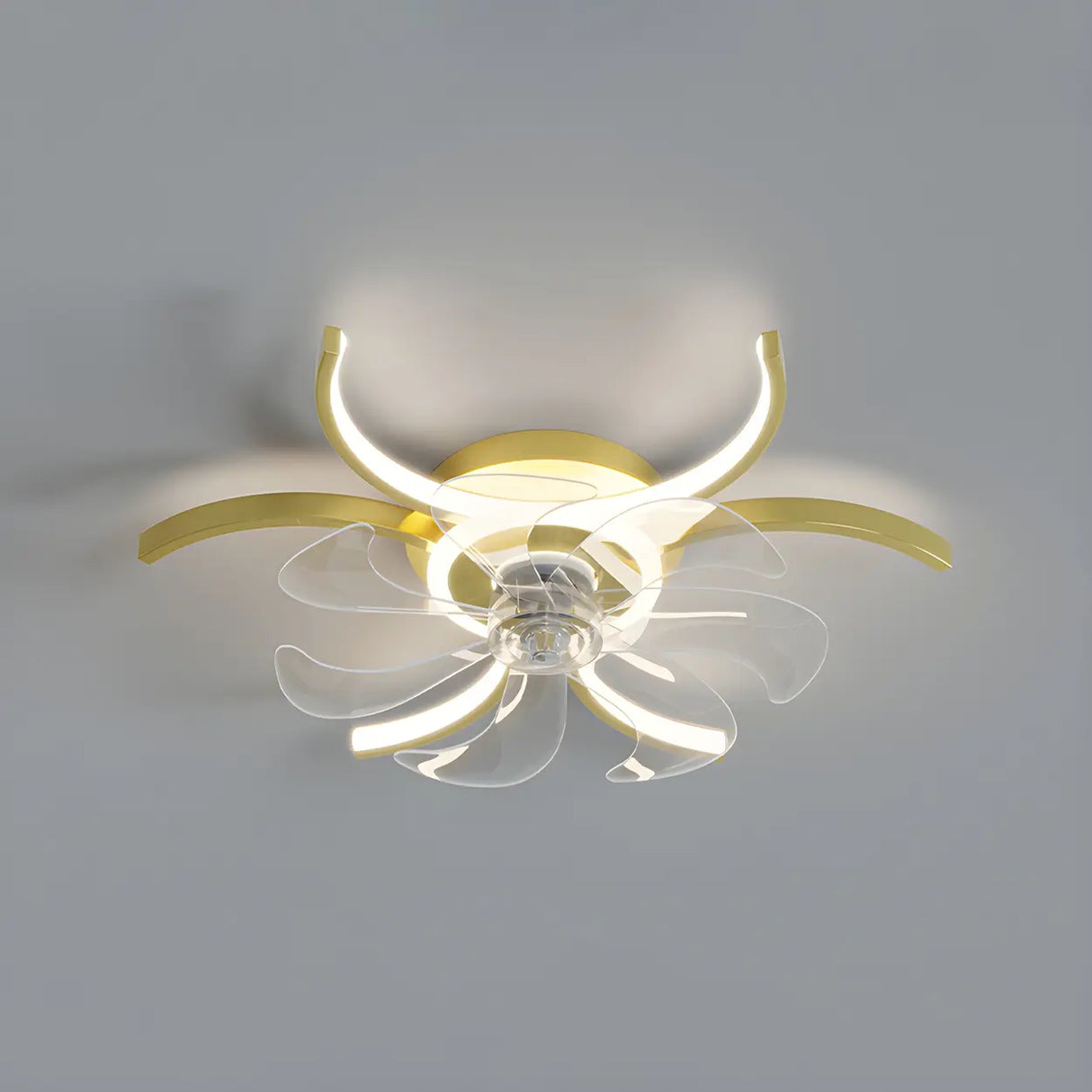 Elegant Flower Clear Blade Ceiling Fan with LED Light Image - 18