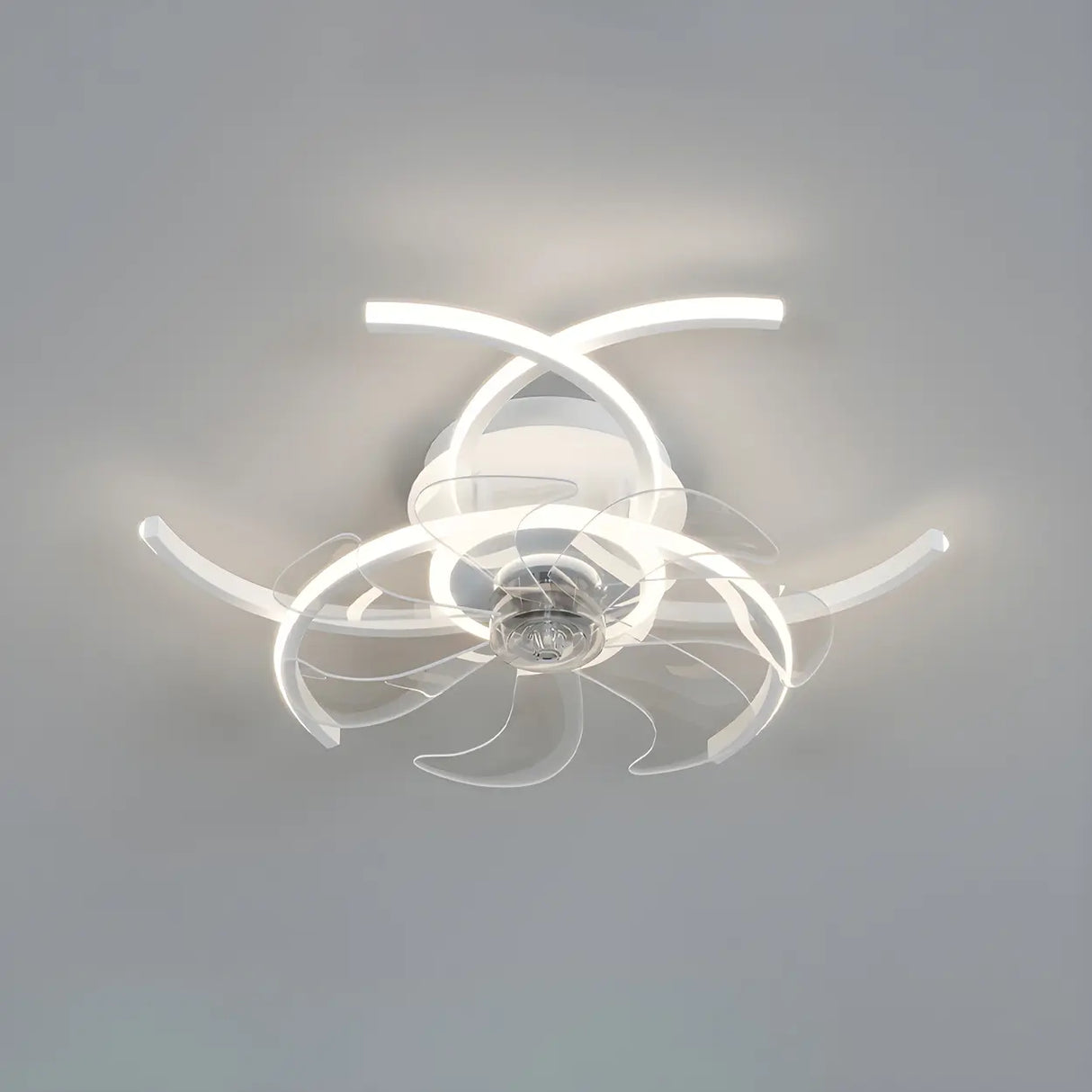 Elegant Flower Clear Blade Ceiling Fan with LED Light Image - 22