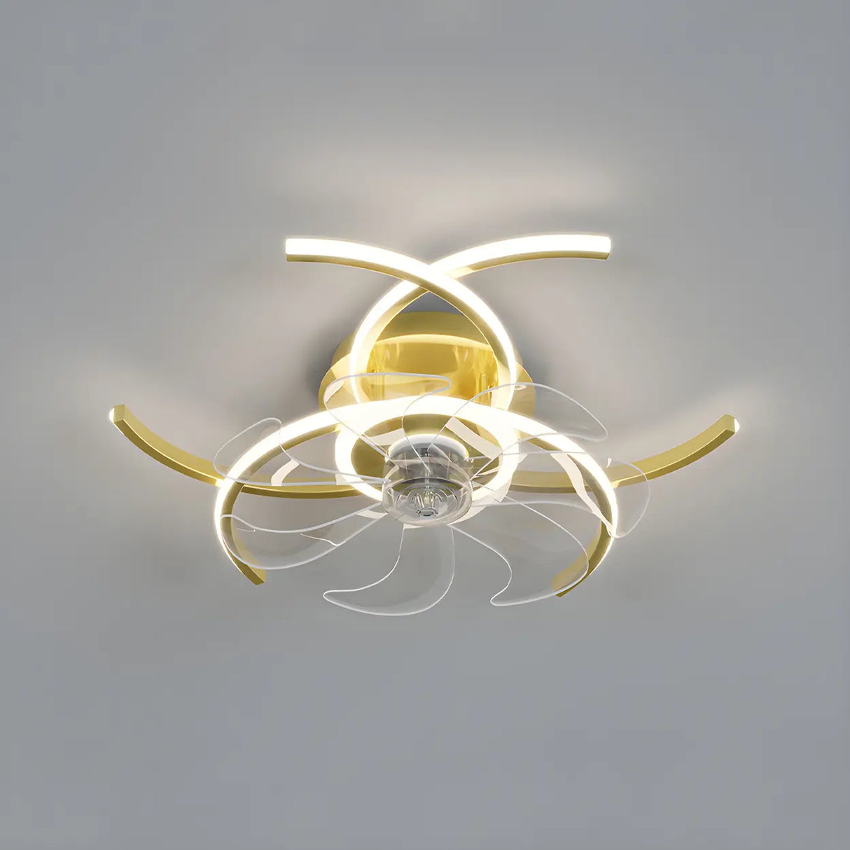 Elegant Flower Clear Blade Ceiling Fan with LED Light Image - 23