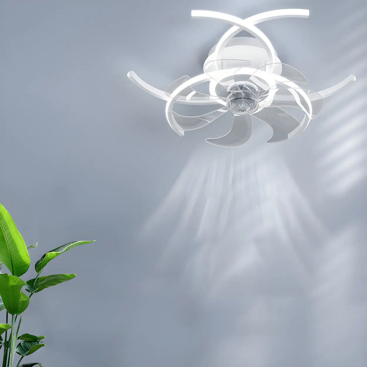 Elegant Flower Clear Blade Ceiling Fan with LED Light Image - 26