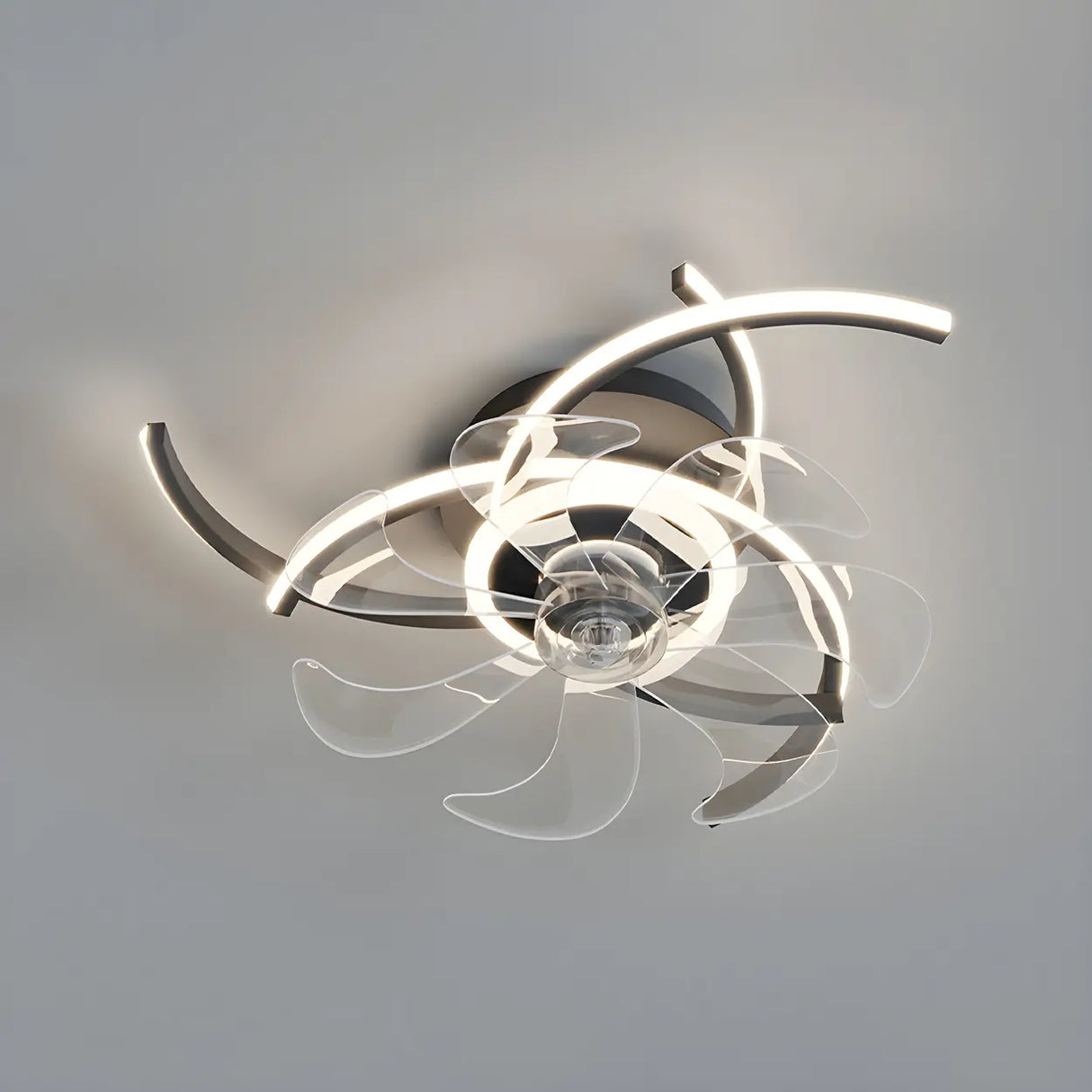 Elegant Flower Clear Blade Ceiling Fan with LED Light Image - 5