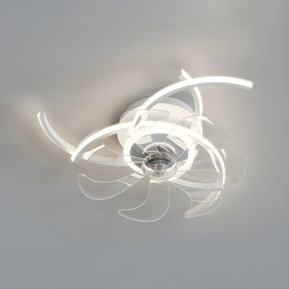Elegant Flower Clear Blade Ceiling Fan with LED Light Image - 6