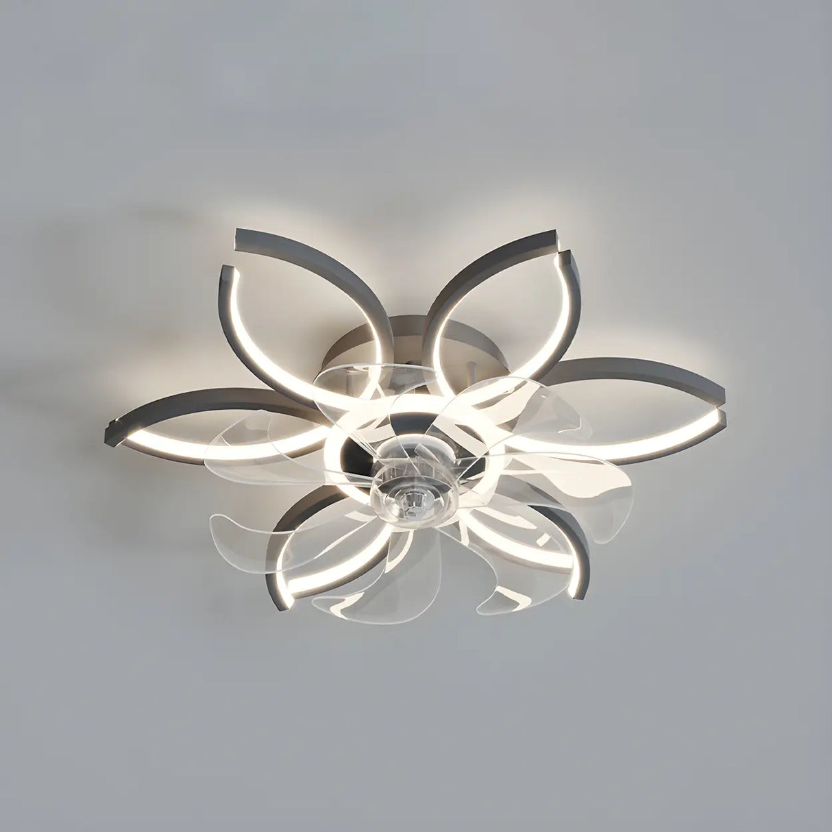 Elegant Flower Clear Blade Ceiling Fan with LED Light Image - 7