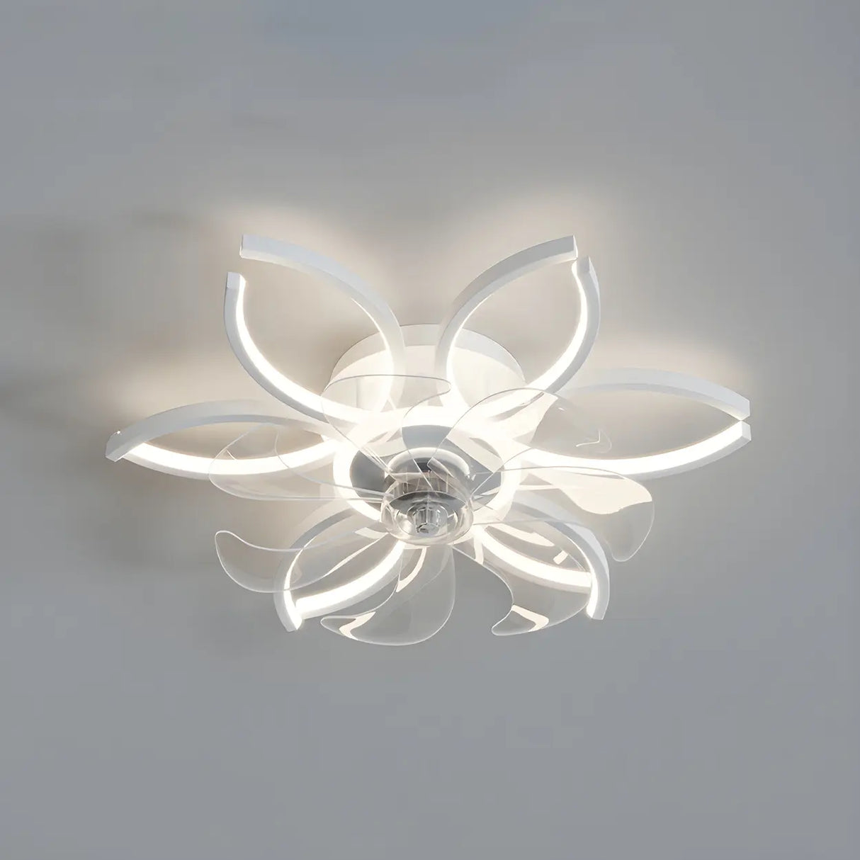 Elegant Flower Clear Blade Ceiling Fan with LED Light Image - 8
