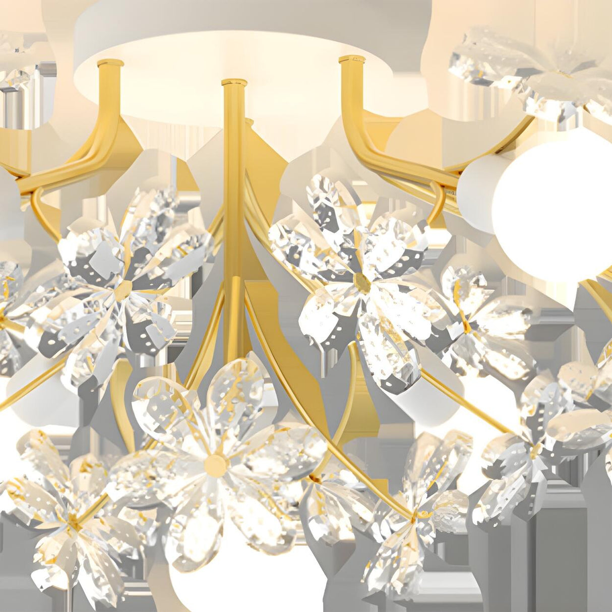 Elegant Flower Crystal Semi-Flush Mount Light 7-Light Image - 9