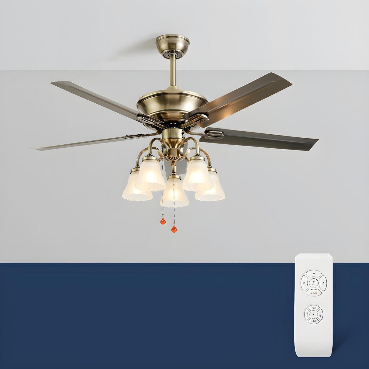 Elegant Flower Shade 5 Blades Modern Ceiling Fan Light Image - 11