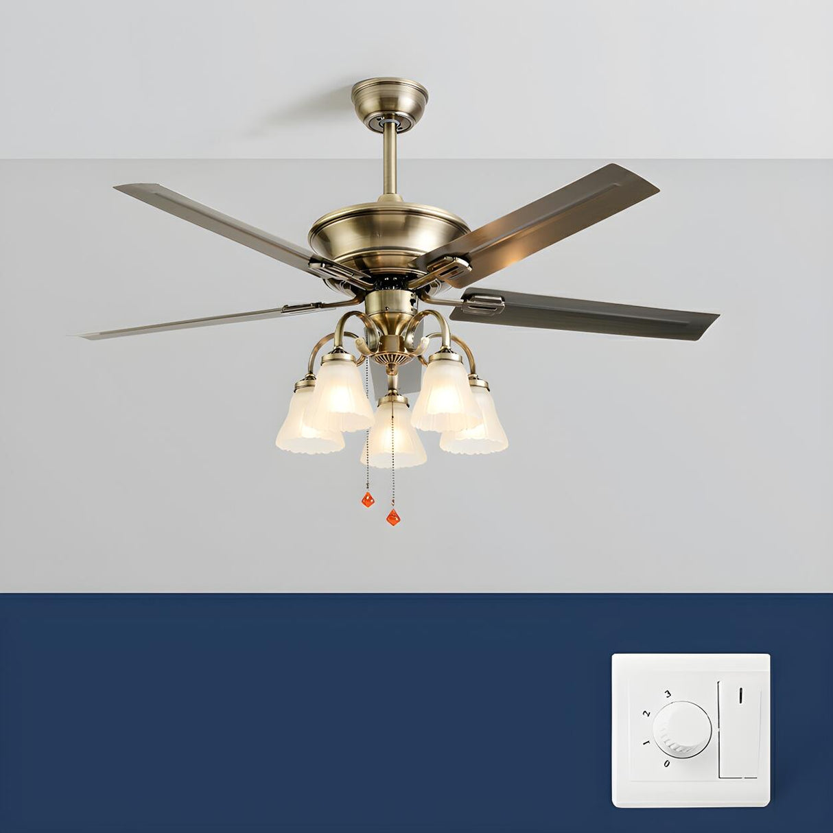 Elegant Flower Shade 5 Blades Modern Ceiling Fan Light Image - 13
