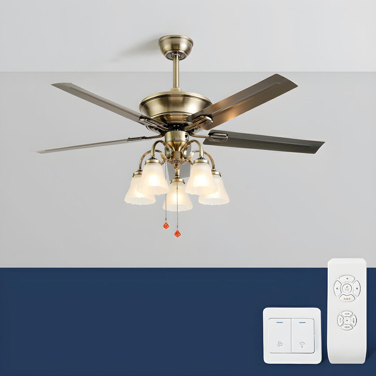 Elegant Flower Shade 5 Blades Modern Ceiling Fan Light Image - 15