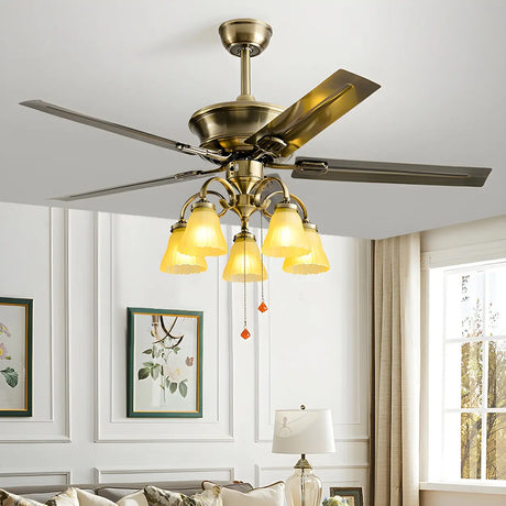 Elegant Flower Shade 5 Blades Modern Ceiling Fan Light Image - 2