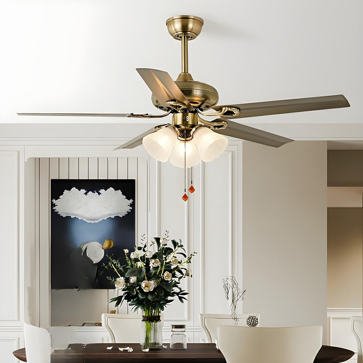 Elegant Flower Shade 5 Blades Modern Ceiling Fan Light Image - 22