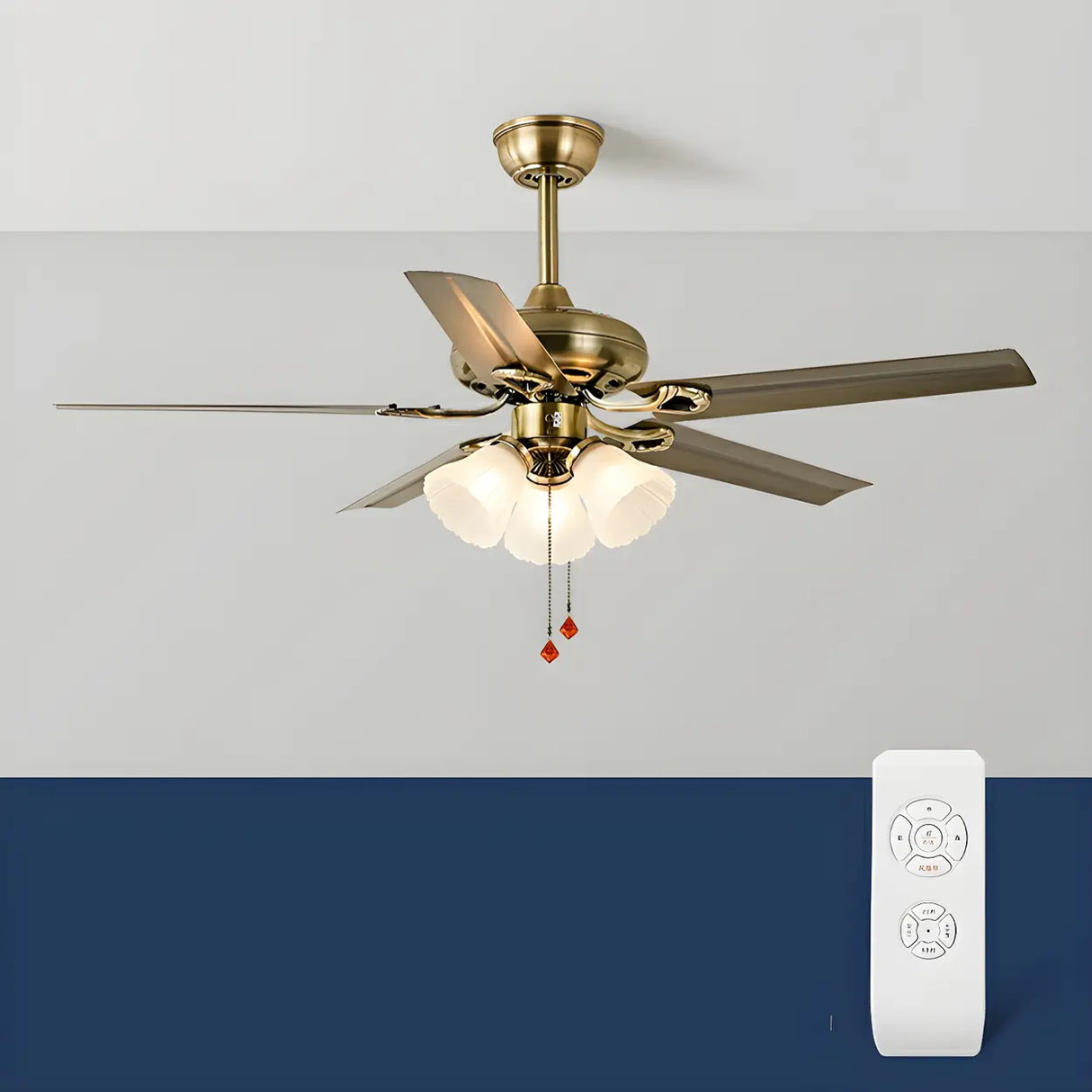 Elegant Flower Shade 5 Blades Modern Ceiling Fan Light Image - 3